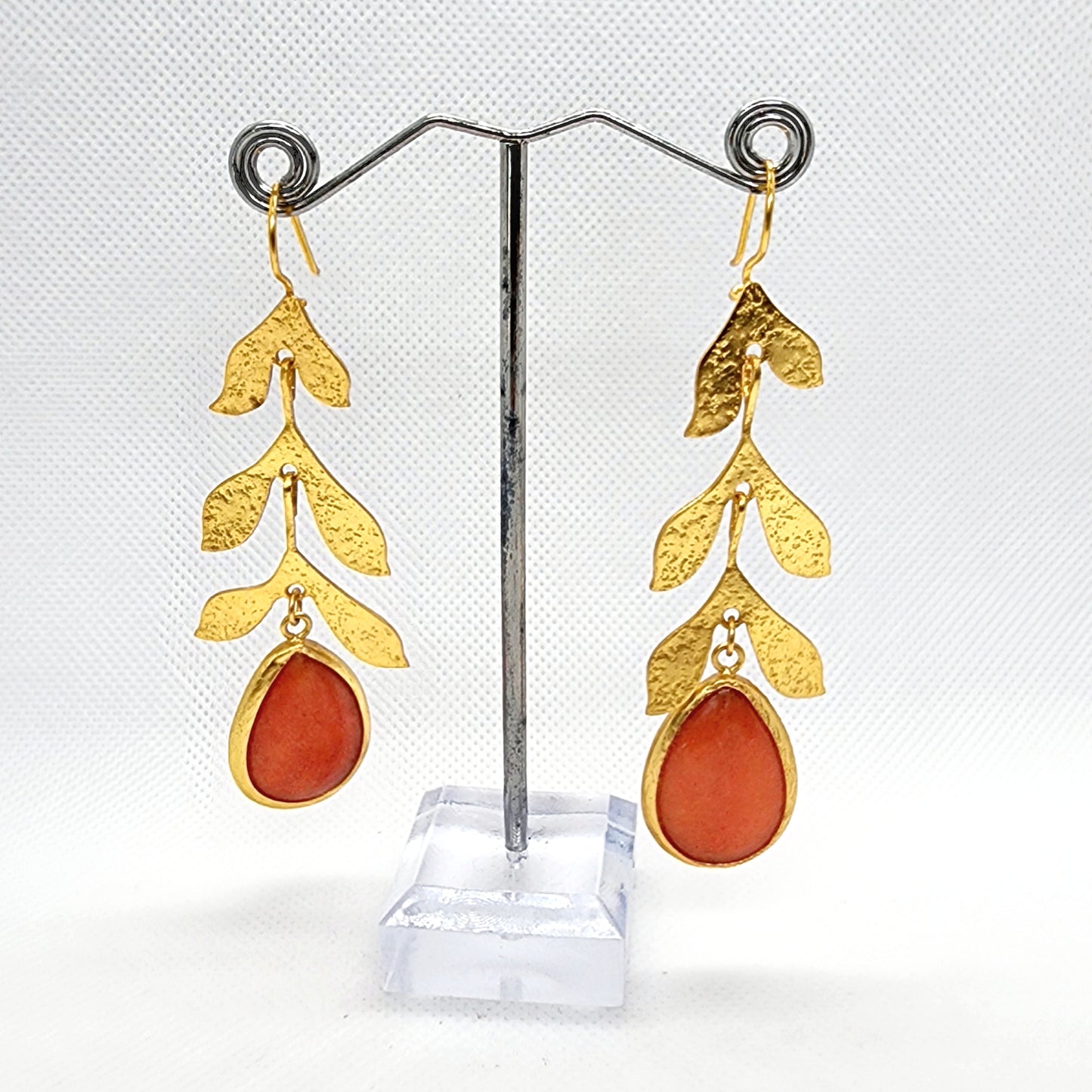 Earrings Orange Quartz & Gold
