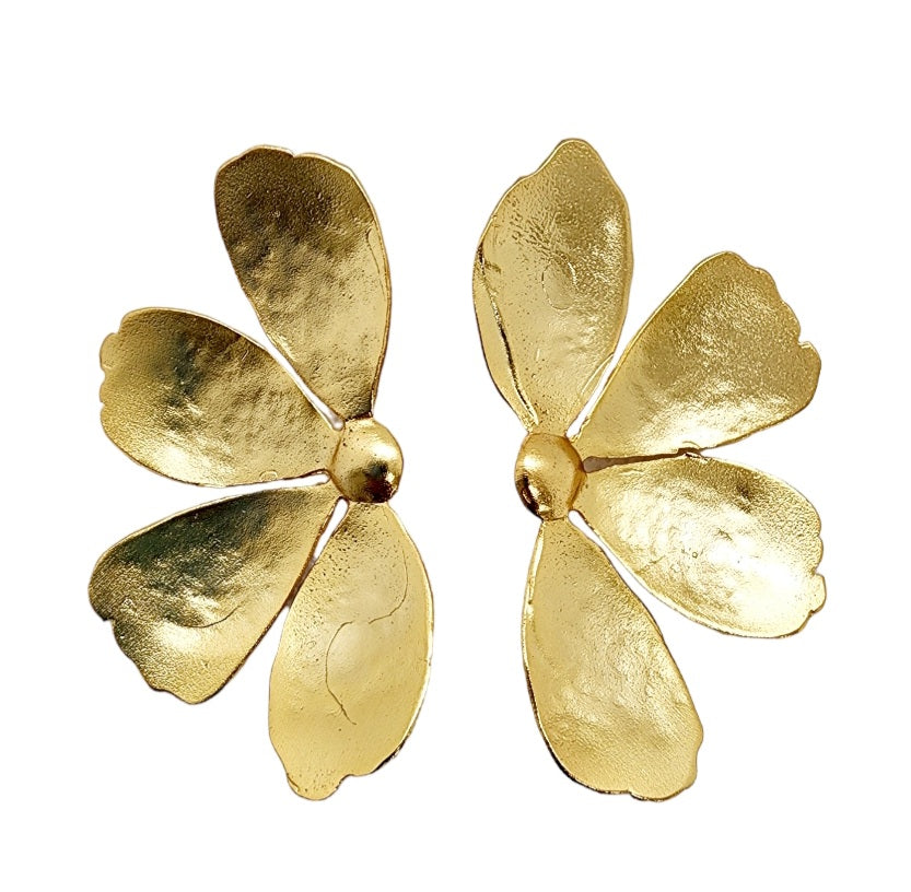 Earrings Large Gold Flowers