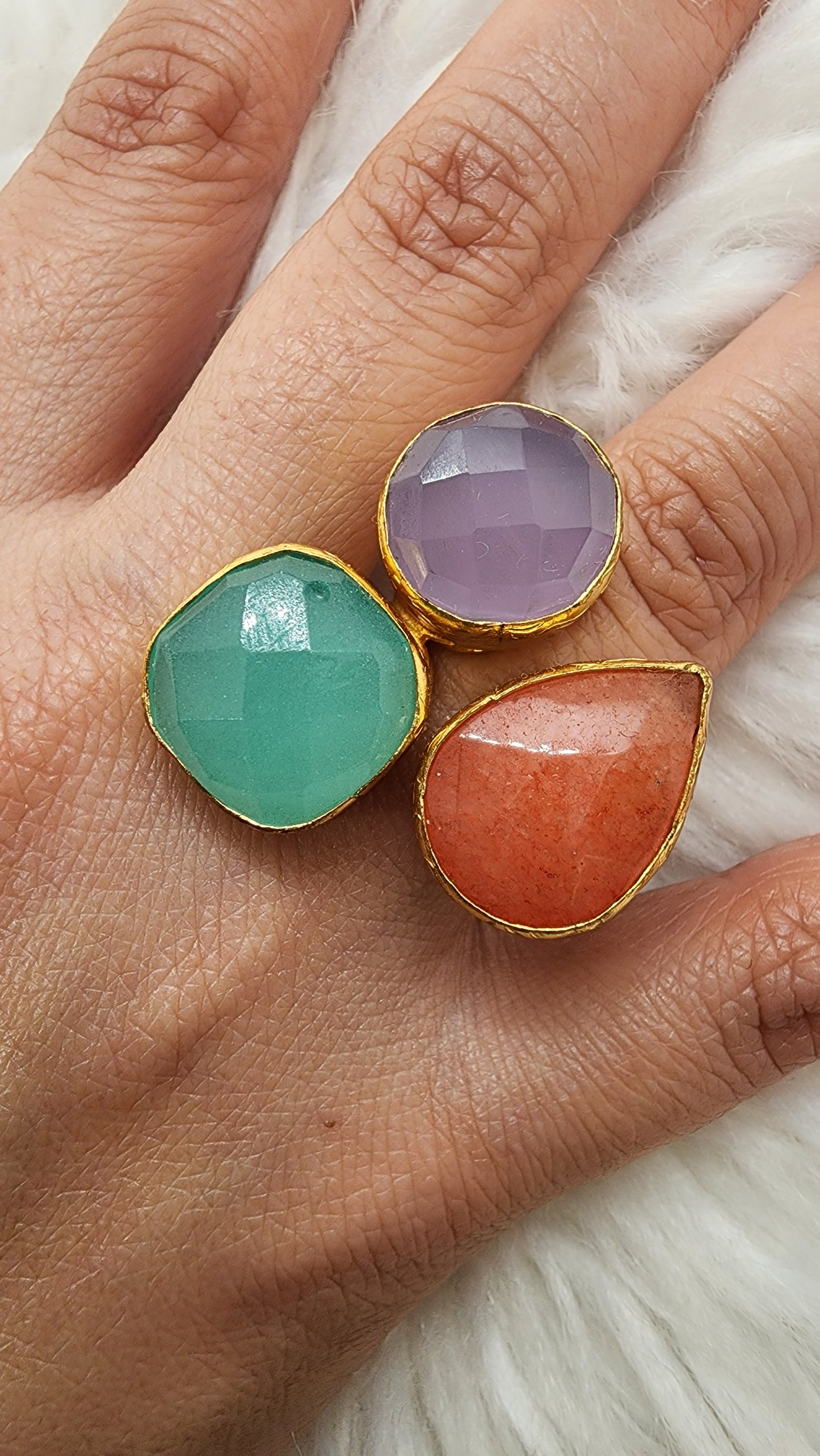 Ring Lilac, Orange and Aqua Stones