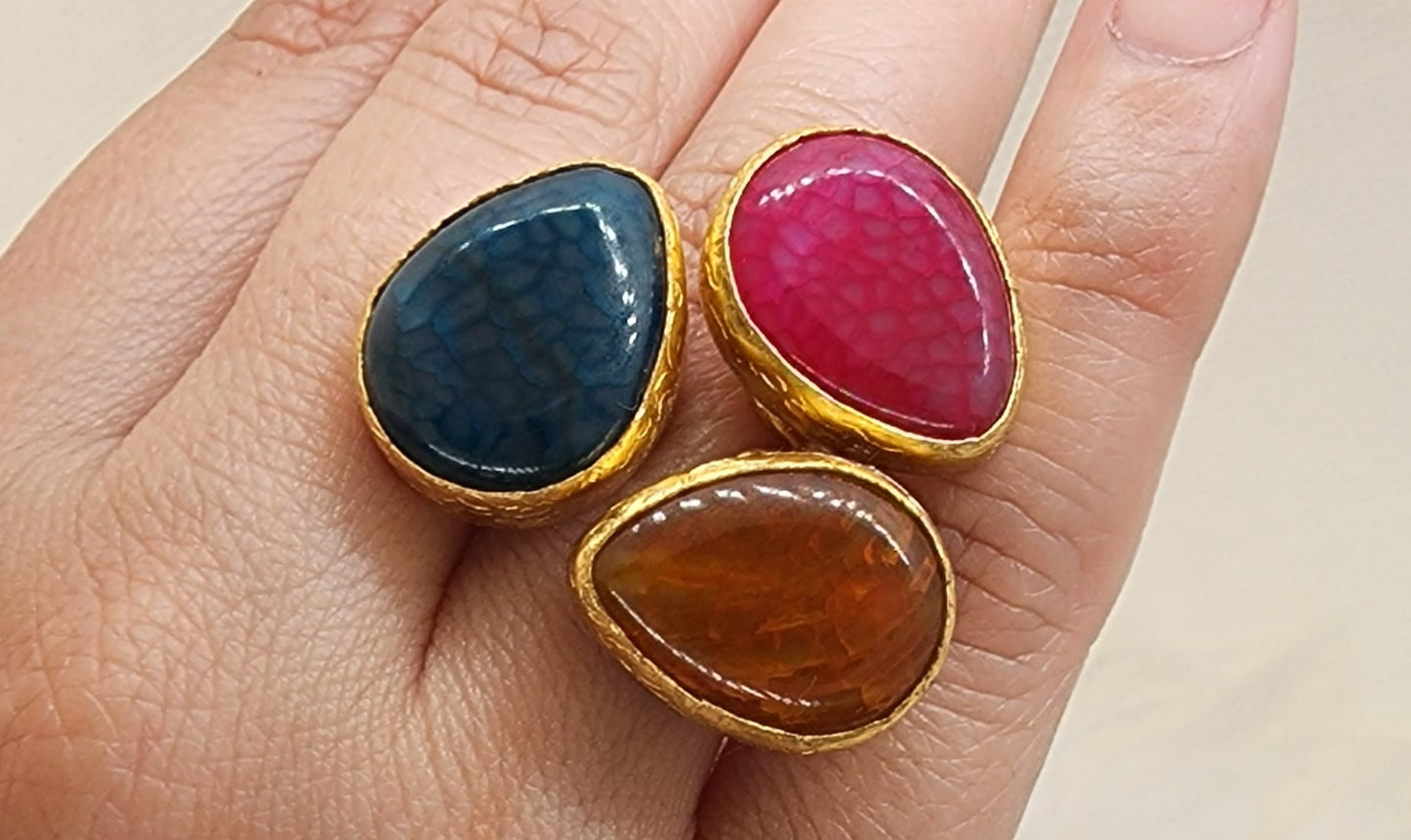 Ring 3 Stone Agate